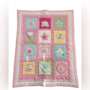 SOLDCirco Baby Girl Blanket Quilt Pink Floral & Butterfly EUC